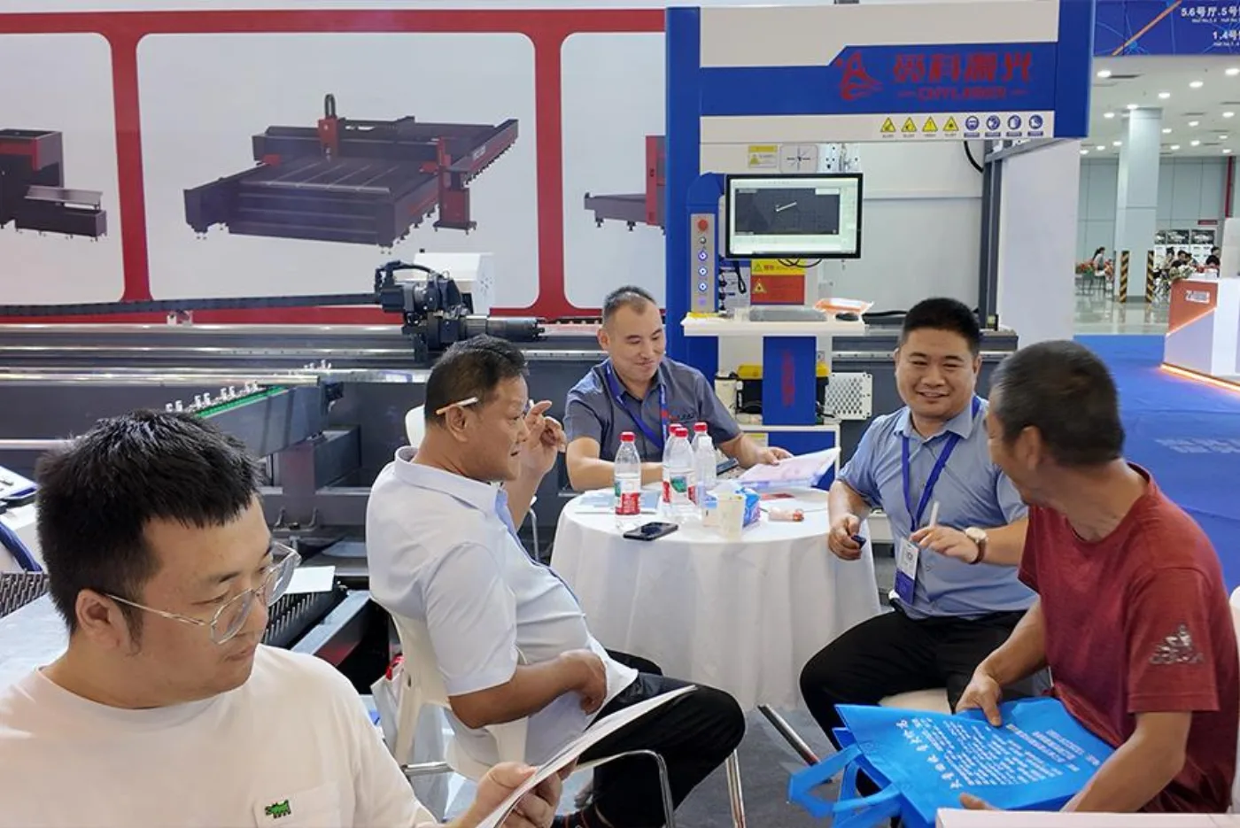 Advanced laser systems drawing the attention of visitors.