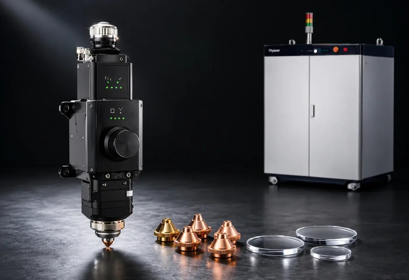 Genuine spare parts — fiber laser source, cutting head, nozzles and protective lenses